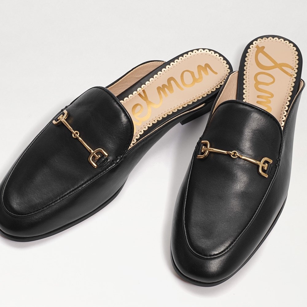 Sam Edelman Linnie Bit Mules Slip-On Womens Leather Black Gold Normcore Capsule